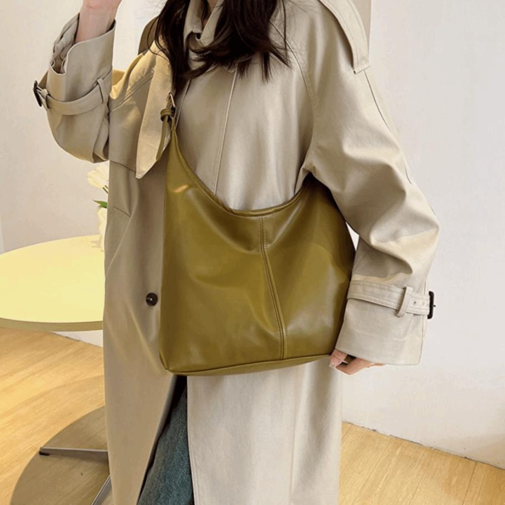 PU Vintage Tote Bag Large Capacity Commute Shopping Bag Portable Women's Shoulder Bag  Shopping