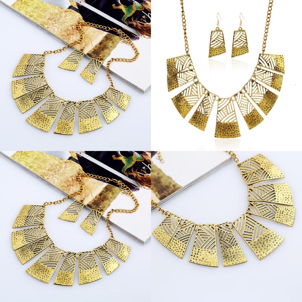 Retro Geometric Alloy Necklace With Chain For Casual Accessories And Gift