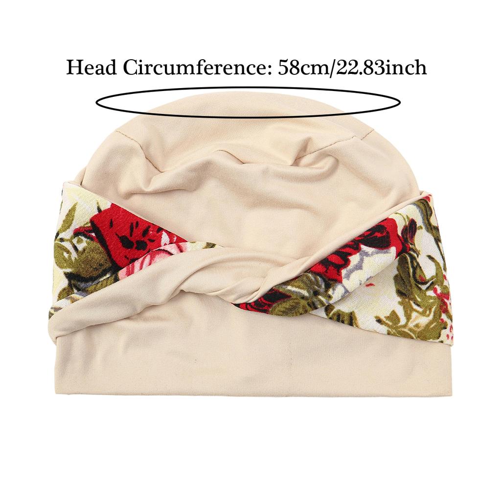 Muslim Women Twist Braid Turban Hat Pre Tied Headscarf Print Flower Hijabs Bandana Chemo Beanies Cap