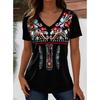 Summer New Women's T-shirt 3D Simple Printing V-neck Short Sleeve Shirt Fashion Plus Size T-shirt Clothing Y2k Women's T-shirt