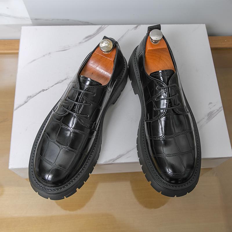 

Деловая кожаная обувь на шнуровке, повседневная, на толстой подошве, коричневая, черная, для платья, вечеринки, свадьбы, лоферы-лодочки для мужчин, модные мокасины 38