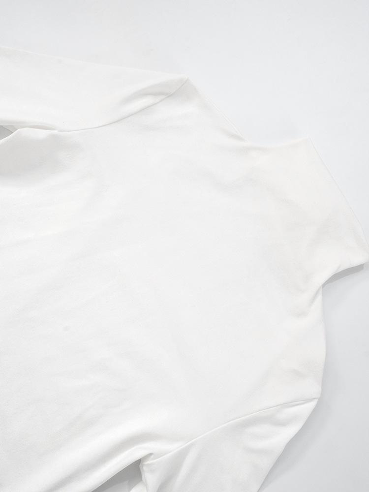 Y25TP032 Women's Solid Color High Neck Short Sleeve Bodycon T-Shirt for Spring/Summer