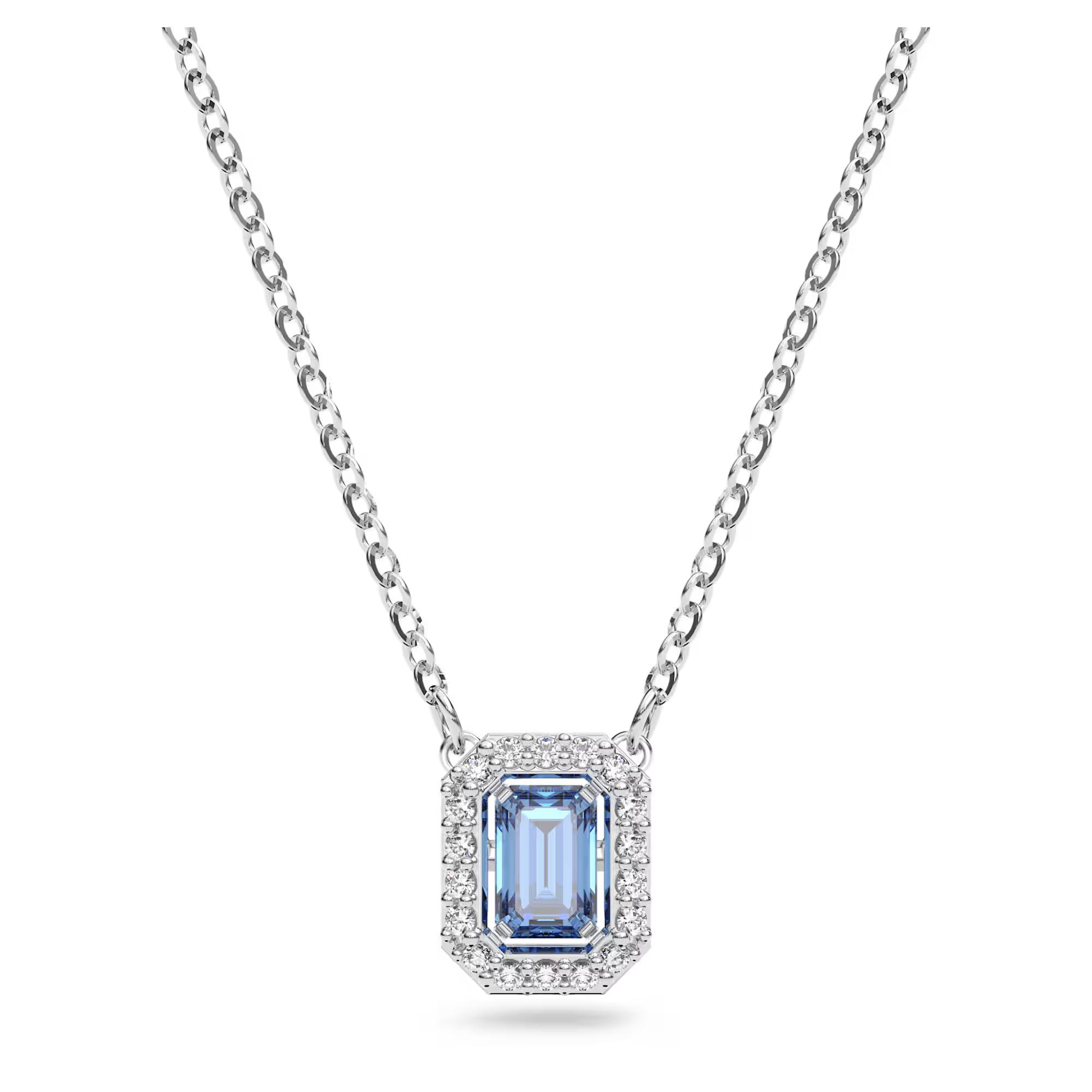 Swarovski Dancing Heart Una Octagonal Cut Zircon Necklace Women necklace Blue 5614926 Box (Random Color)