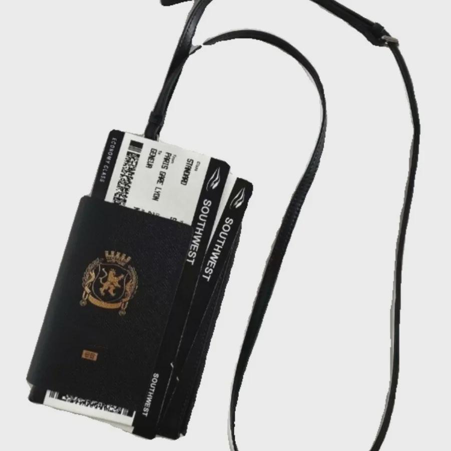 Bawang Tianxia 08 Yeni İnek Derisi Boyun Askılı Kart ve Telefon Tutucu