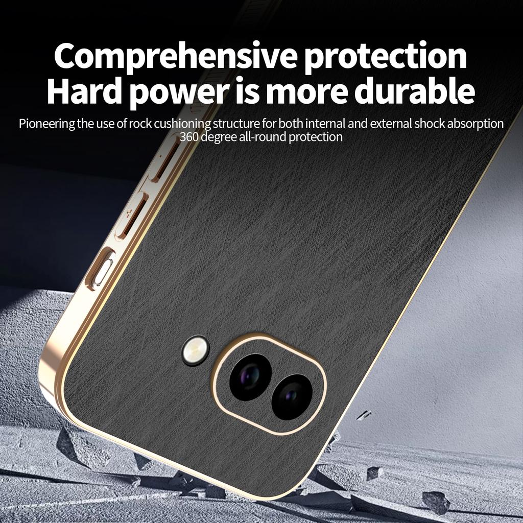 Gold Silk Texture Leather Plating Case For Google Pixel 10A 10 9 Pro XL 9A 8A 8 7 6 Pro 7A 6A Shockproof PC Plastic Cover