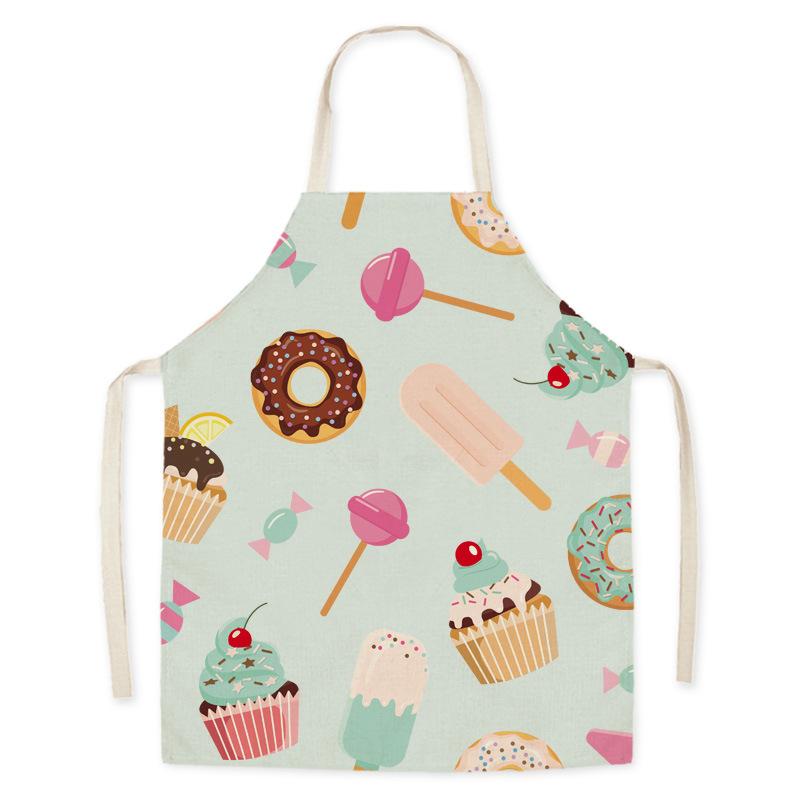 Kitchen Linen Apron Summer Orange Lemon Print Fruit Pattern Parent-child Sleeveless Apron Kitchen Cooking Home Cleaning Apron