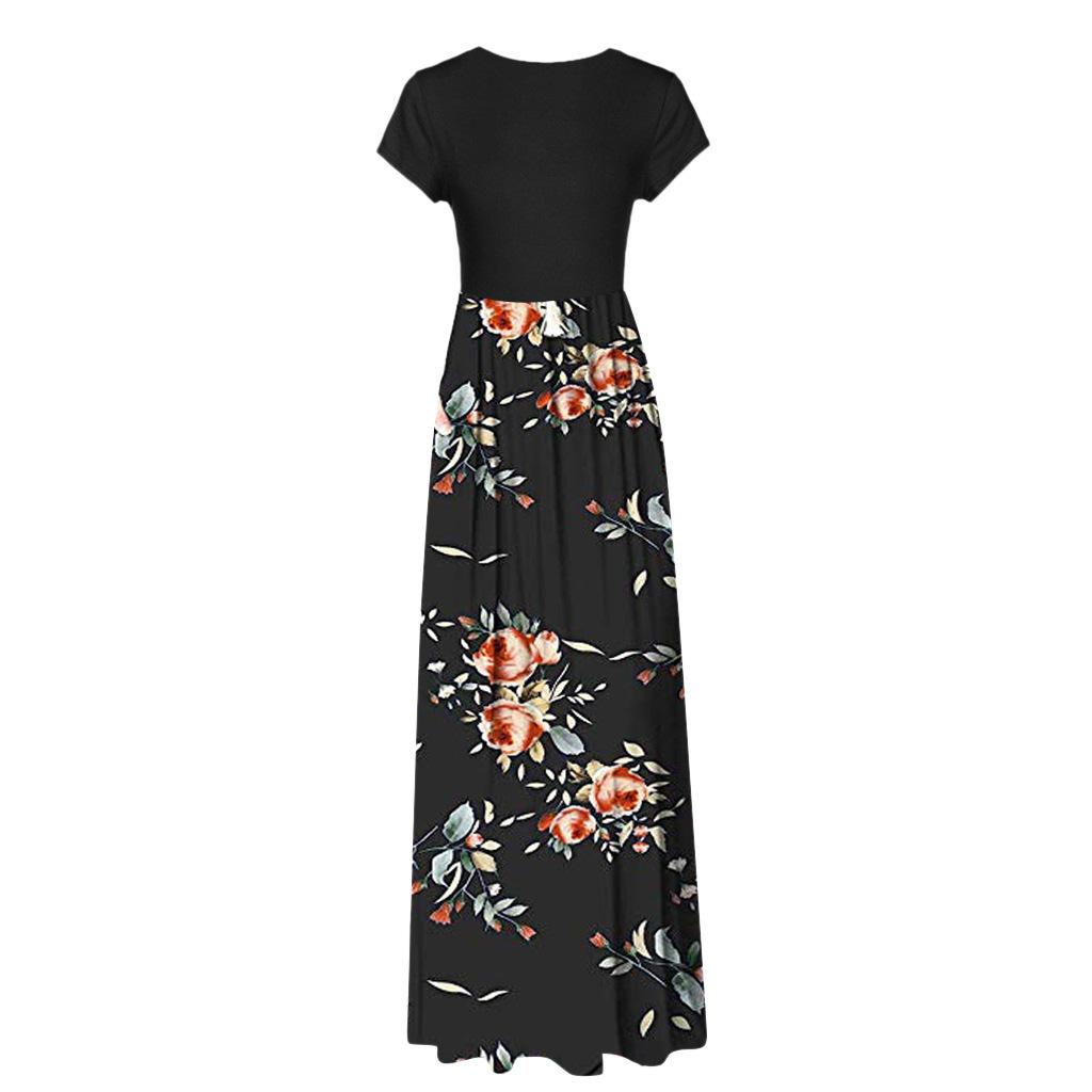 IHUASU Short Sleeve Printed Dress Long Skirt