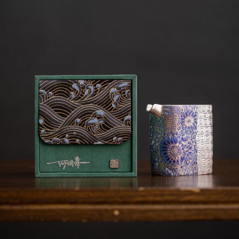 

220ML Gilded Silver Sunflowe Ceramic Public Cup Kung Fu Vintage Tea Sea Chinese Teacup Teaware Tea Ceremony Fair Cup Gift Box 200-400ml