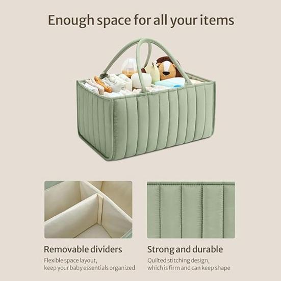 Cesta de Tecido Floral Acolchoada para Fraldas Cesto de Armazenamento Floral Porta-Fraldas Floral para Bebê com Alças e Divisórias Removíveis para Quarto de Bebê Carro Quarto Armazenamento