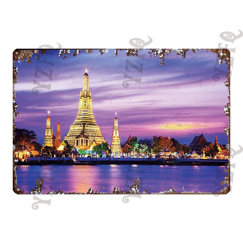 Vintage Thailand Travel Poster Tuktuk Car Taxi  Thai Elephant Metal Sign  Wall Bar Restaurant Home  Craft Decor 30X20CM DU-4682A