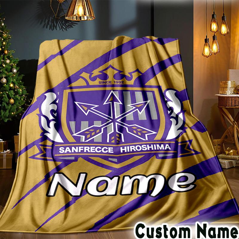 Custom Name Sanfrecce Crest Throws Blanket Flannel Blankets for Couch Bed Gifts for Men Women Picnic blanket Christmas fan gifts