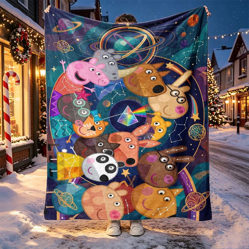 Peppa Pig Pattern Blanket for Home Decoration, Bed, Sofa, Car Travel, Camping, Suitable for All Seasons, Birthday Christmas Gift