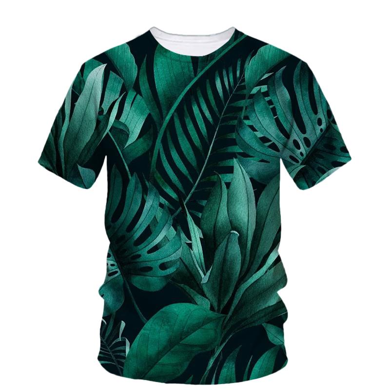 Summer Originality Plant Leaves Graphic T-shirts Trend Casual Personality Fun Printed O-neck Short Sleeve Men's T-shirts