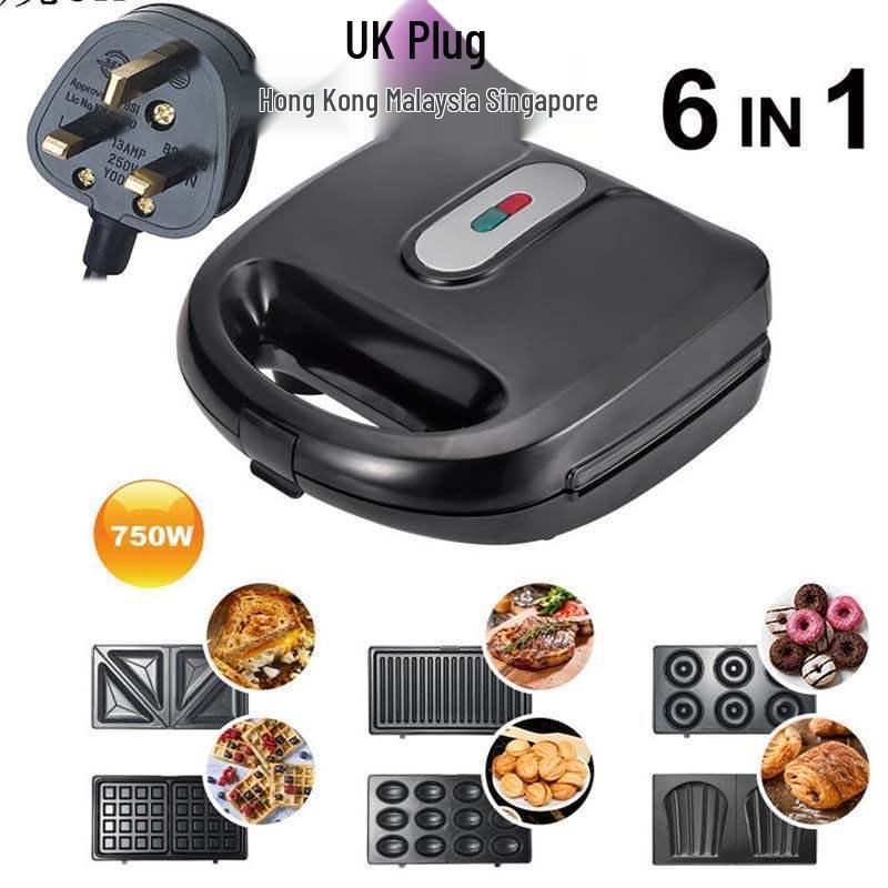 6-in-1 Sandwich and Waffle Maker - Panini, Toast, Bread & Breakfast Machine