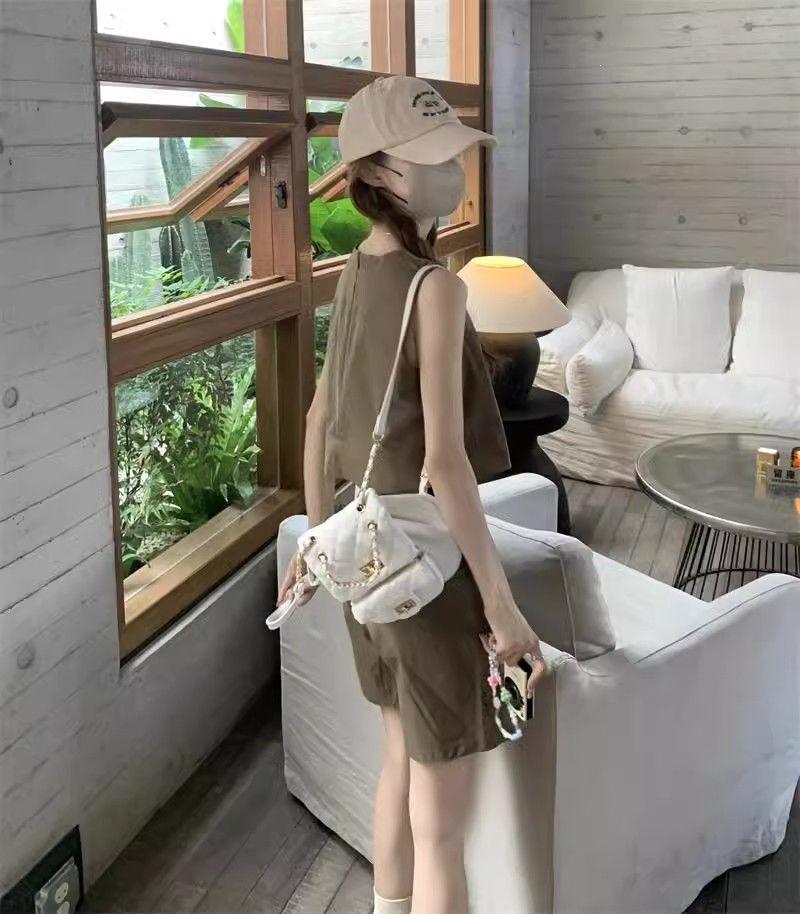 2026 Women's Casual Suit: Loose Vest Top & High-Waist Wide-Leg Shorts Two-Piece Set for Summer