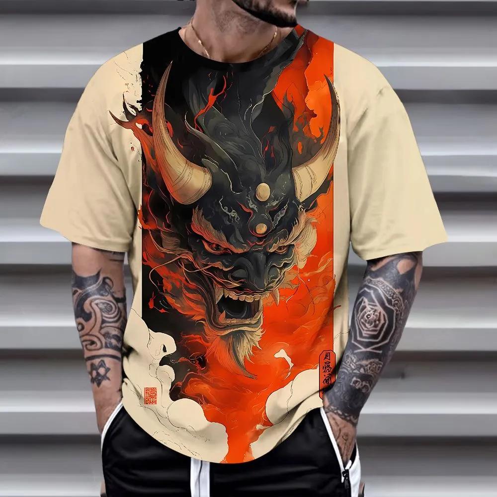 Short Sleeve Cartoon Print T-Shirt Casual Weekend Wear Crew Neck Men and Teens Vacation Resorts Spring/Summer/Fall