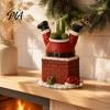 Unique Holiday Table Centerpiece Santa Claus in Smokestack Flower Pot Ornament, Resin Decorative Plant Christmas Container, Small for Tabletop Display