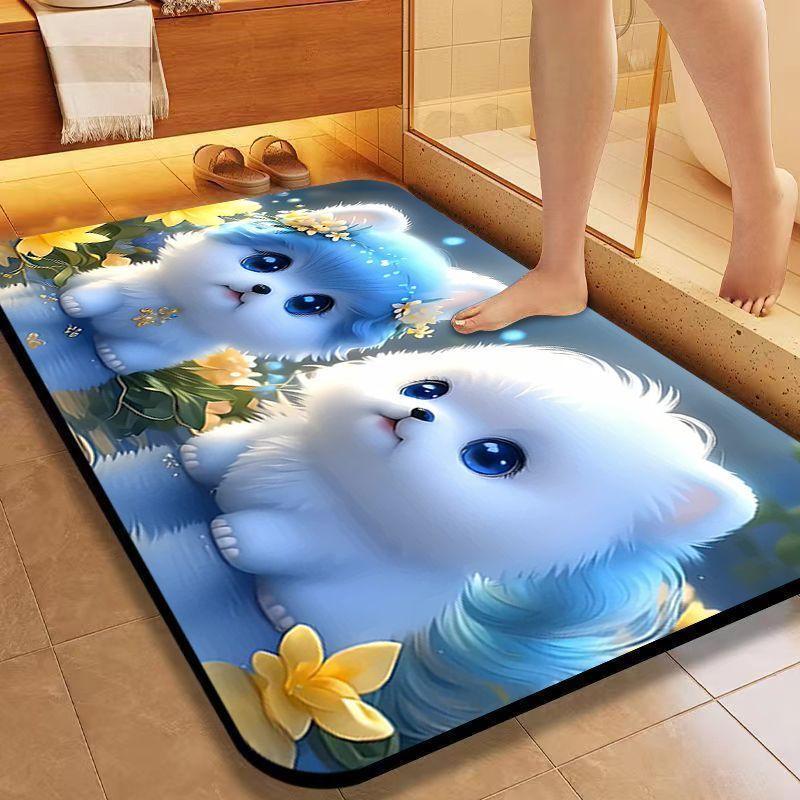 

Диатомовая грязевая впитывающая подстилка Мультяшный милый щенок Коврик для пола в ванной Туалетный коврик для двери Нескользящий придверный коврик Быстросохнущий коврик S