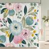Flower Leaf Printing Shower Curtain Waterproof 3D Fabric Floral Plant Leaves Bathroom Curtain with 12 Hooks Home Decoration