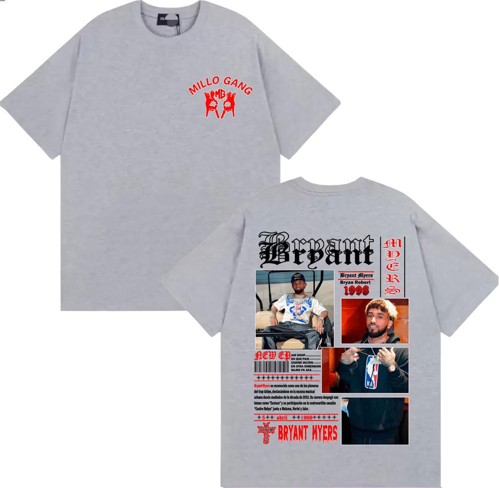 Rapper Bryant Myers Album 2025 Tour Cover T-shirts for Men Harajuku Gothic Streetwear T Shirt Male 100% Cotton Oversized T-shirt