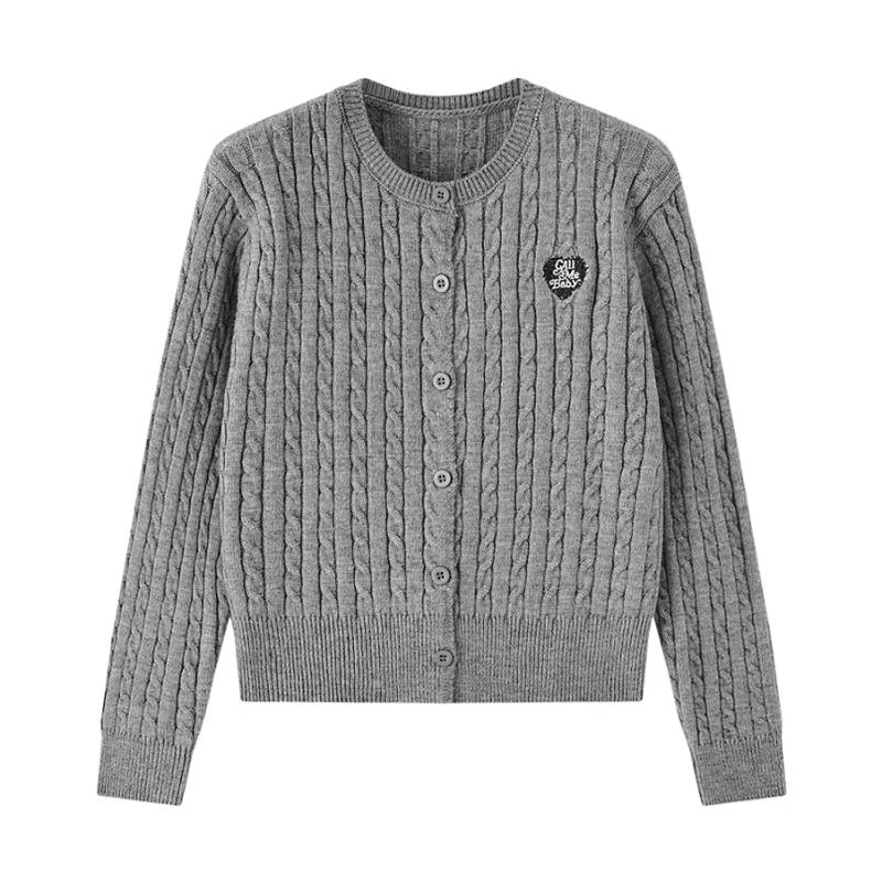 Темно-синие кардиганы в стиле преппи с длинными рукавами и вышивкой в виде сердца, женские свитера, пальто, топы, корейская мода XL серый