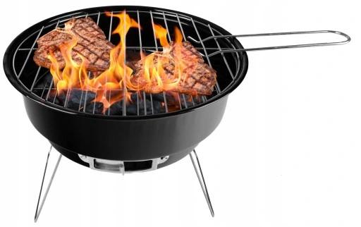 Grill Ogrodowy Mały Przenośny Węglowy Turystyczny Bbq Z Rusztem Torba