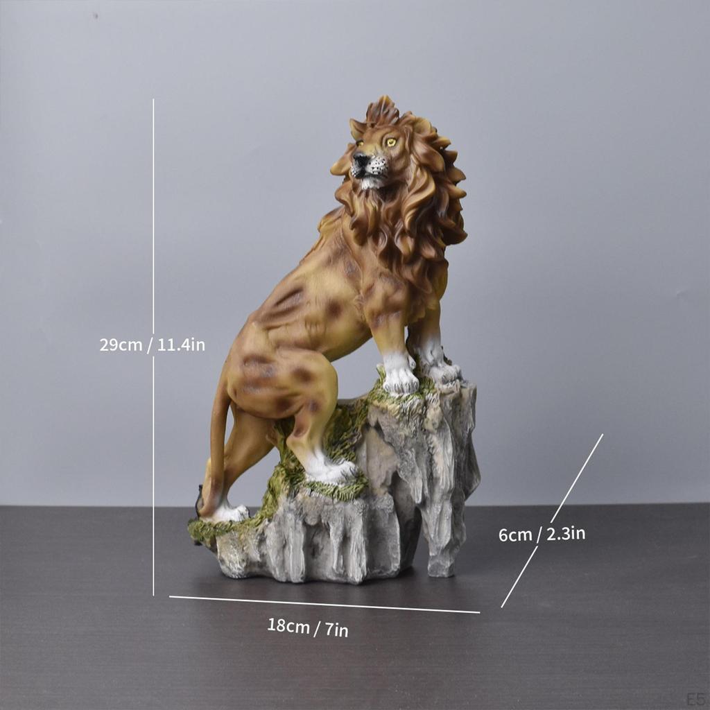 Lion Figurine In Resin, 11.42inch Height, Tabletop Decor for Cafes And