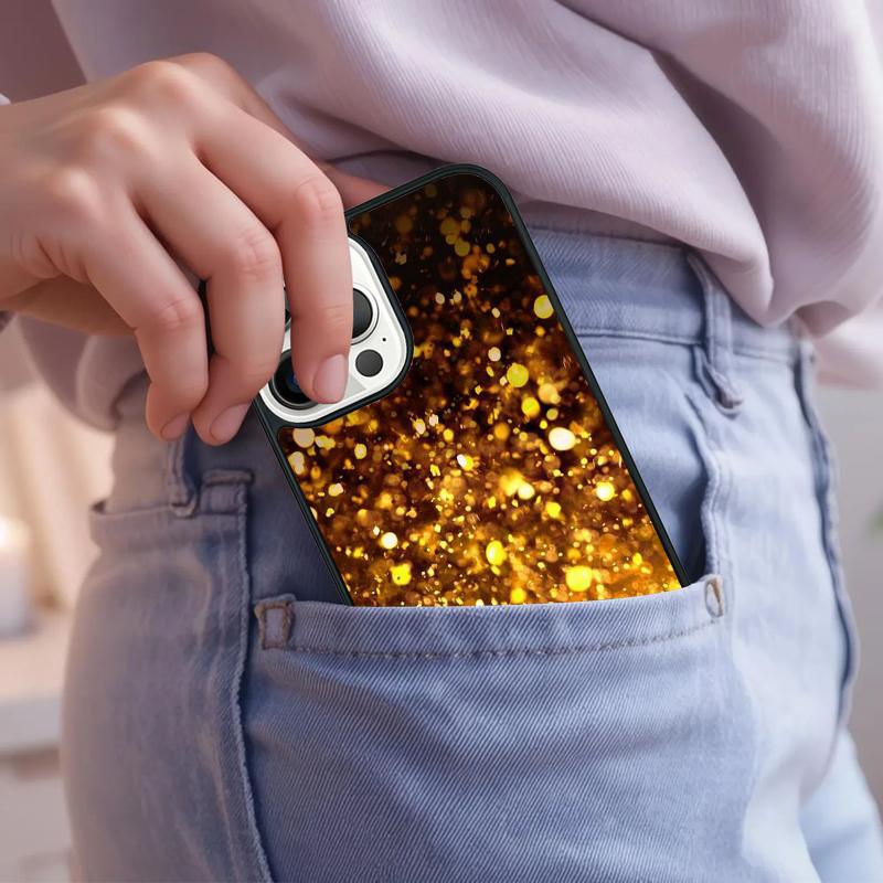 Stars Golden Sparkle Phone Case For iPhone 17 Air 15 16e 14 13 Pro Max Coque 12 11 Pro Max PLUS Cover
