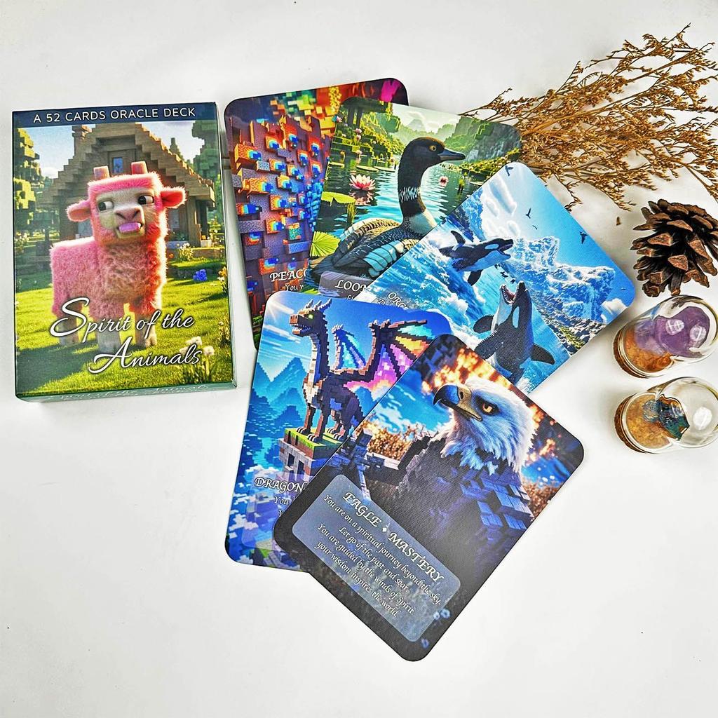 Spirit of The Animals Oracle Deck 9*13cm - 52 Voxel Art Wisdom Cards - Unique Animal Spirit Guide