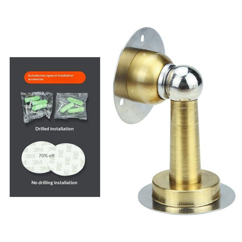 Stainless Steel Magnetic Door Stopper Drill & No Drill Installation Residue-free Adhesive Door Holder for Rental House