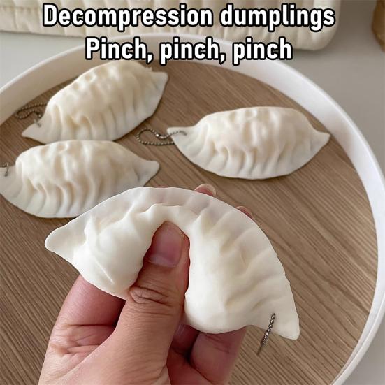 1/2/3/4Pcs Stress Relief Dumpling Toy with Bead Chain Simulated Dumpling Squeeze Sensory Fidget Toy Bag Backpack Hanging Decoration