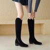 Trendy Long Tube Boots 2024 Autumn and Winter New Solid Color Zipper Design Sense Large Casual High Tube Knight Women's Boots