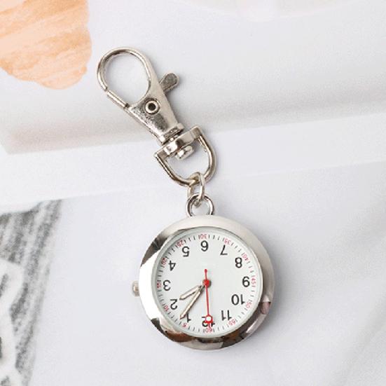 Pocket Watch Waterproof Quartz Movement Ultra-quiet Large Screen with Lobster Clip Record Time Ultra-Light Battery-operated Unisex Keychain