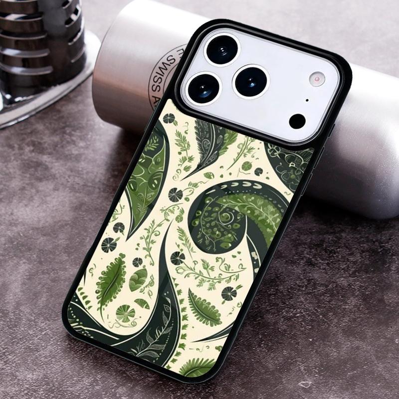 

Green Paisley Phone Case for iPhone 17 16 15 Pro Max Air 14 13 12 11 Plus Shockproof Cover iPhone 13 Pro