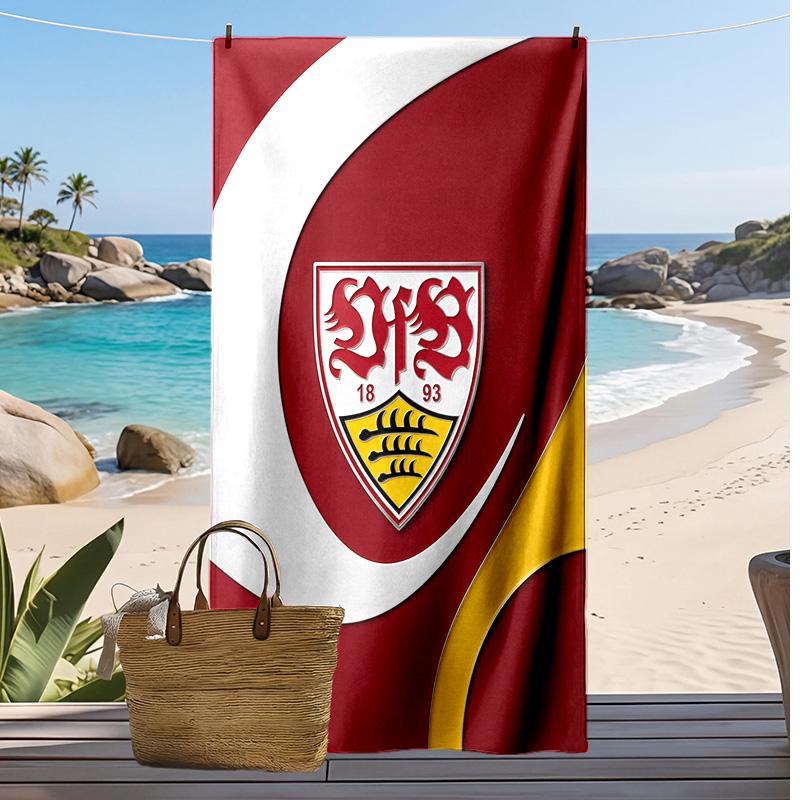 Serviette de Plage Imprimée VfB Stuttgart, Grande Serviette Douce à Séchage Rapide pour Plage Camping Natation