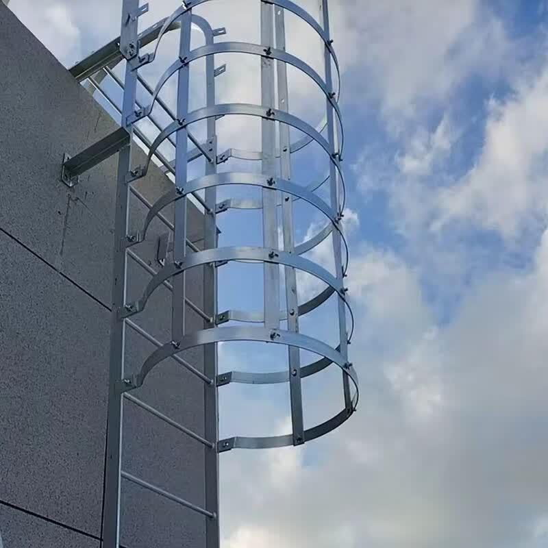 JILIANG Galvanized Caged Steel Multi-section Ladder