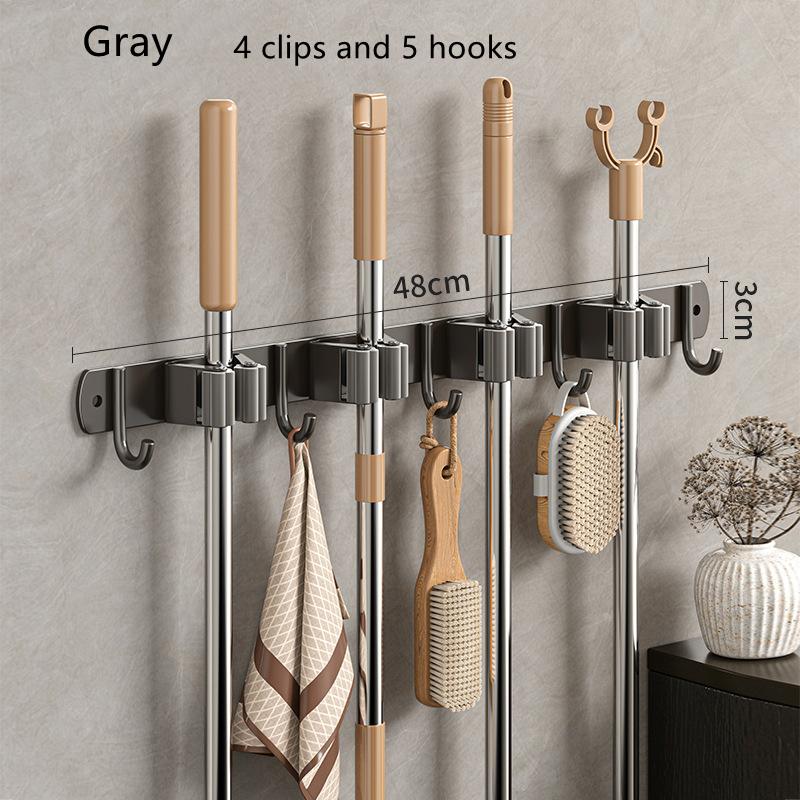 

Держатель для швабры из нержавеющей стали, настенный держатель для швабры для дома, гаража, ванной комнаты, нескользящий органайзер для швабры