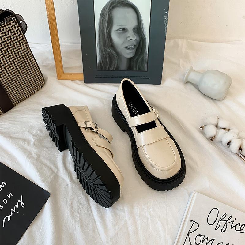 Thick -Soled Sponge Cake Japanese Jk Small Leather Shoes Women 'S Summer Thin Section With Skirt Retro French Mary Jane Shoes British Style
