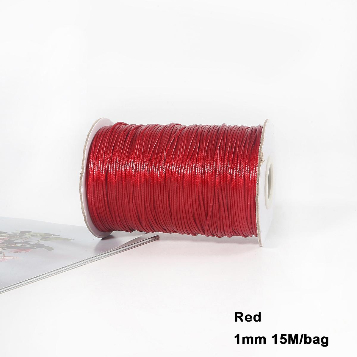 

Разноцветные вощеные хлопковые шнуры для макраме, ювелирные бусины, изготовление ювелирных изделий своими руками 1mm 15meter красный