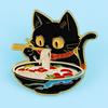 Decorative Brooch Cartoon Black Cat Shape Zinc Alloy Lapel Pin Sweater Dress Suit Lapel Badge Outfit Accessory