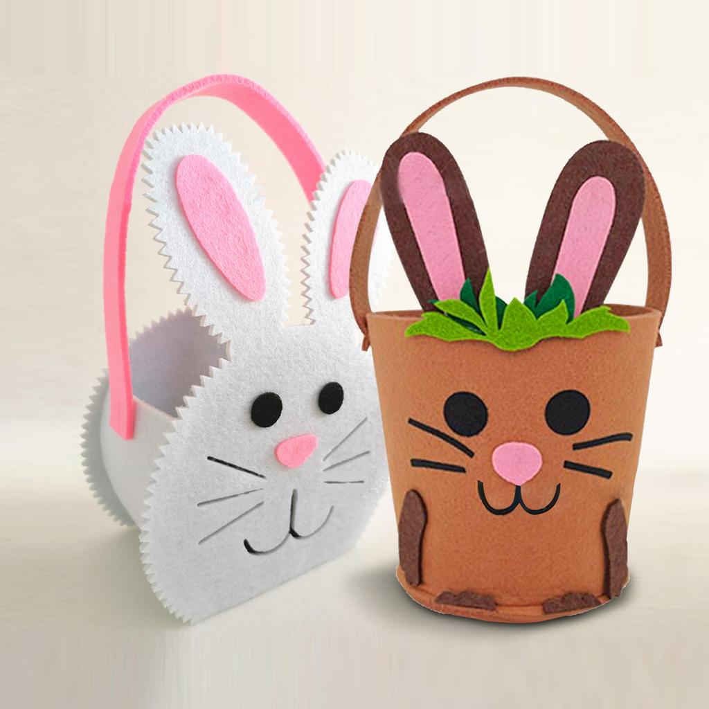 Felt Basket for Kids and Family Holiday Decoration Gift Bag with Carrying Handle Candy Bucket Easters Accessories