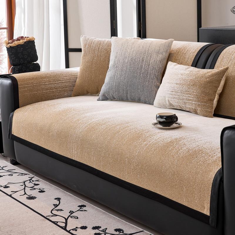 

Light Luxury High-End Straight Row Sofa Cushion Universal Fixed Non-Slip Leather Sofa Seat Cushion New Cover Towel 70*70cm