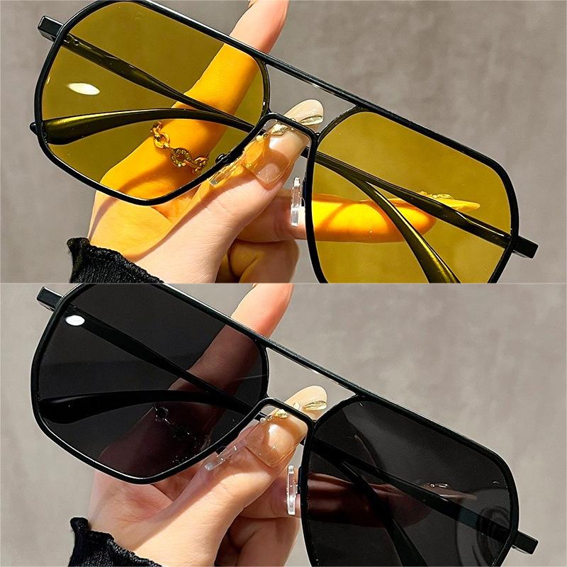 2PCS Fashion Retro Polarized Square Men's And Women's Sunglasses Korean Version Personality Sun Shade Large Frame Sunglasses