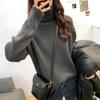Autumn and Winter Turtleneck Thickened Pit Sweater Women's Large Size Loose Lazy Style Retro Thin Knitted Bottoming Shirt Women