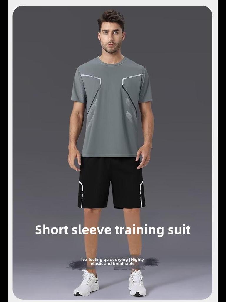 Ice Silk Quick-Dry Summer Running Suit - Unisex Short-Sleeved & Shorts