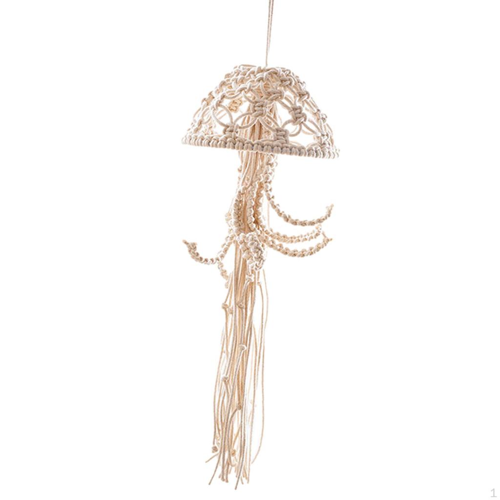 Jellyfish Wall Hanging Decor Boho Tassels Woven Bohemian Decoration Handmade Art Crafts
