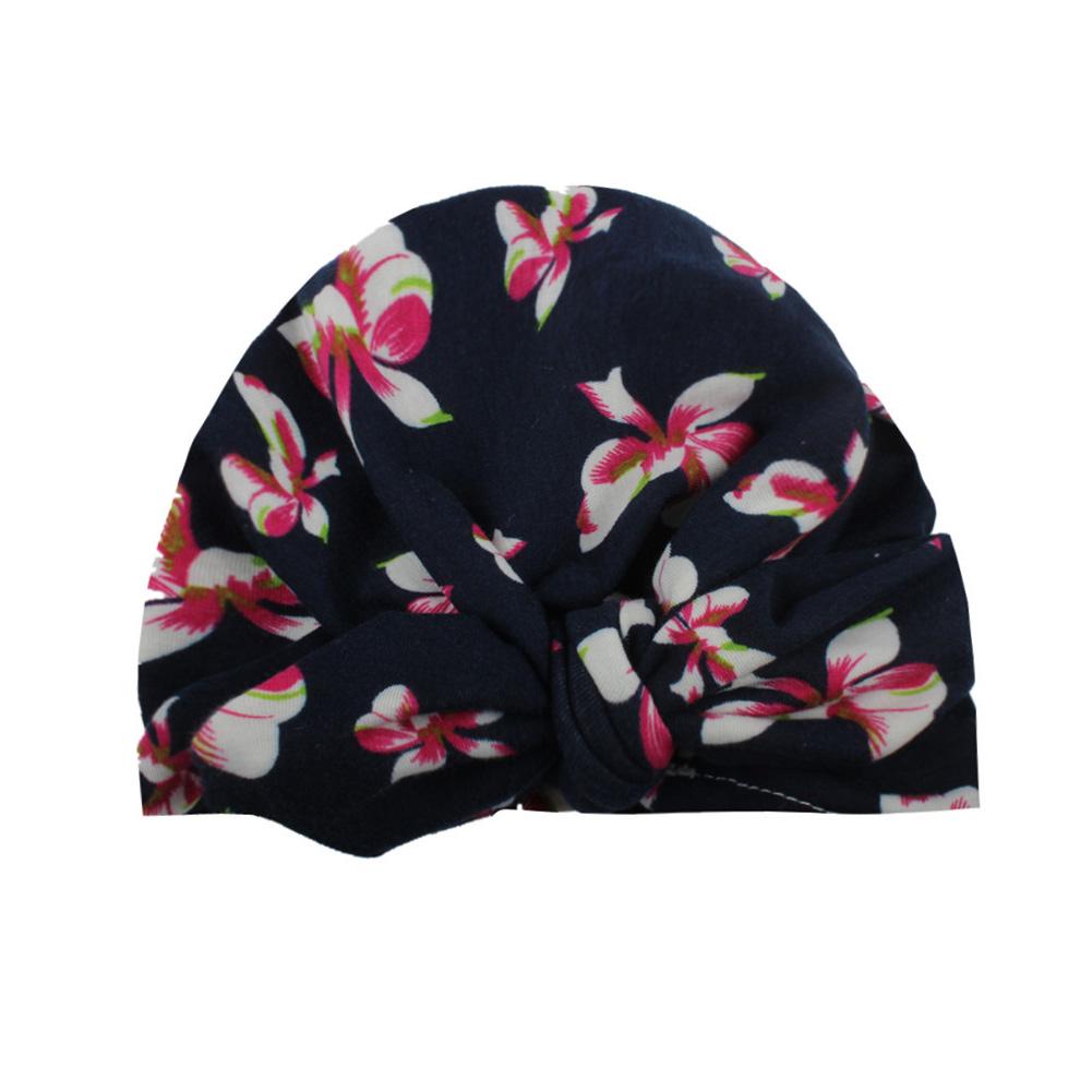 Newborn  Floral Print  Hat Cute Sweet Infant Girl Nursery Cap with Bowknot