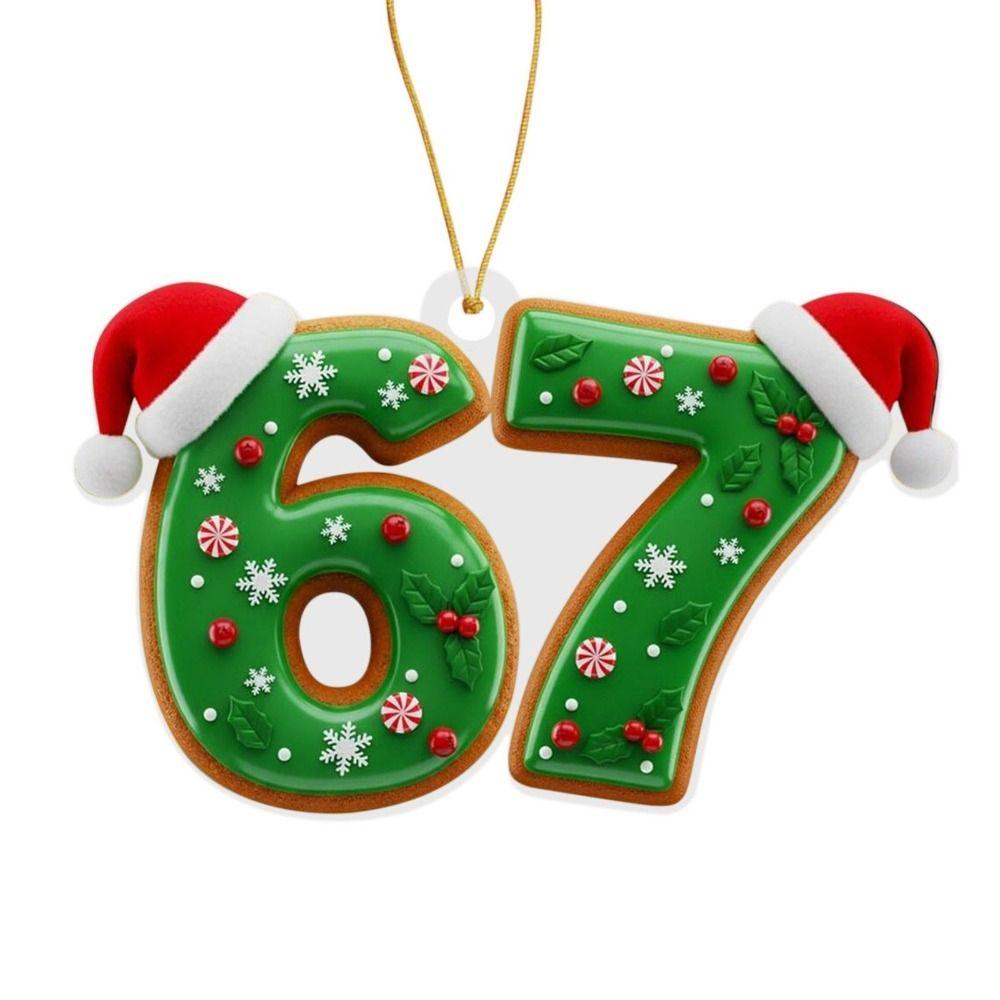 Santa Says Six Seven Christmas Tree Ornaments Acrylic Hanging Christmas Pendants Funny DIY Xmas Hanging Decoration