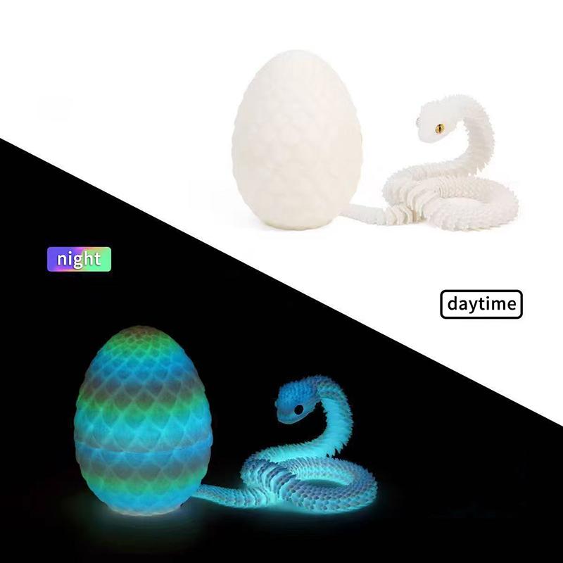 30cm 3D Printed Snake With 8.5cm Egg Mobility Simulate Snake Ornament Cool Funny Figurine For Home Office Desktop Home Decor