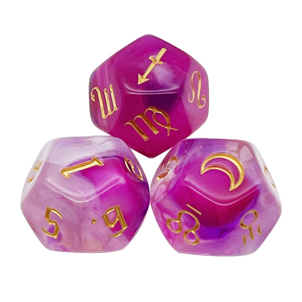 3Pcs/set Astrological Dices 12 Sided Polyhedral Astrology Tarot Divination Dices Set